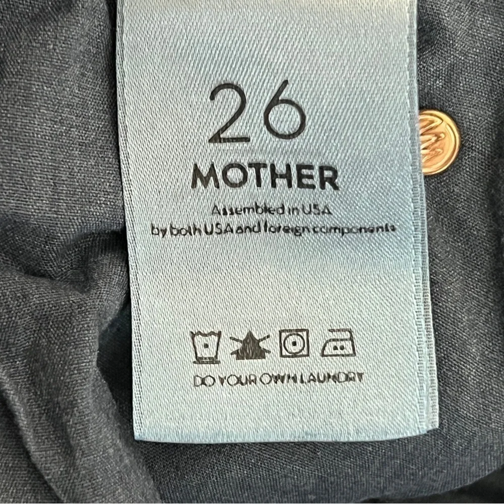 MOTHER The Stunner Zip Two Step Fray Dark Wash High Rise Jeans in Last Call